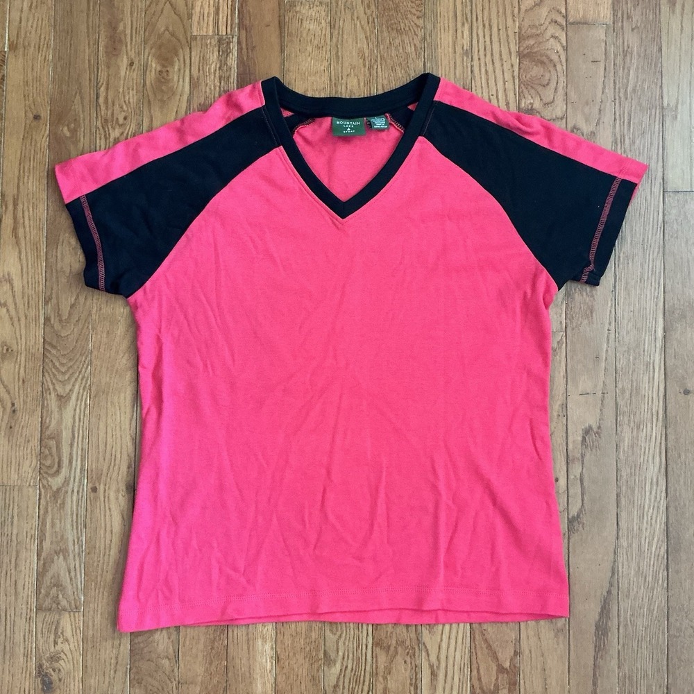 Mountain Lake Shirt Women's Large Red & Black Short Sleeve Vneck